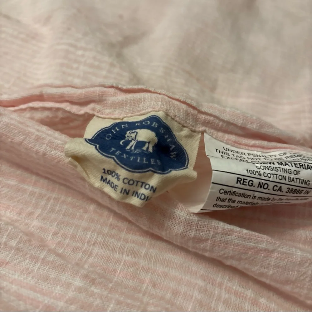 John Robshaw White & Pink Quilted Cotton King Pillowcase